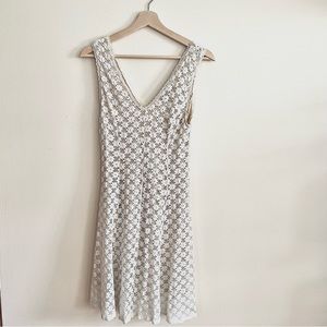 Aqua Women Laced Flower Dress Deep V Sleeveless Knee Length